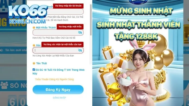 Gửi lệnh đăng ký KO66 và trải nghiệm dịch vụ, sản phẩm